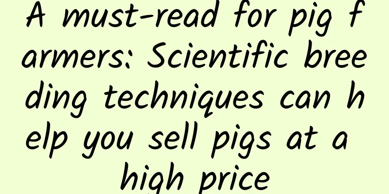 A must-read for pig farmers: Scientific breeding techniques can help you sell pigs at a high price