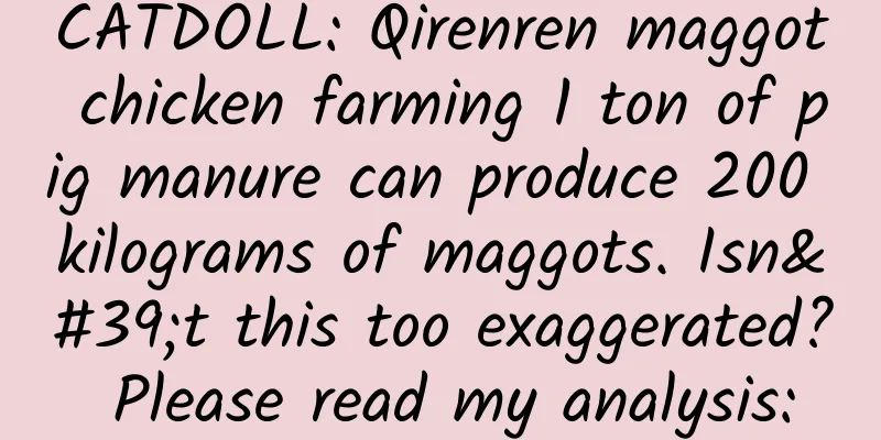 CATDOLL: Qirenren maggot chicken farming 1 ton of pig manure can produce 200 kilograms of maggots. Isn't this too exaggerated? Please read my analysis: