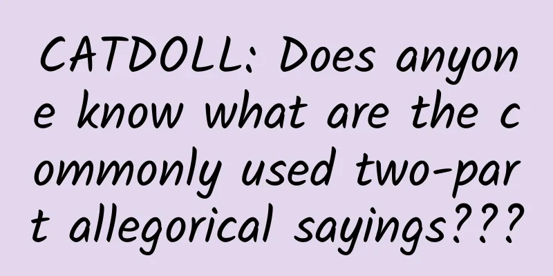 CATDOLL: Does anyone know what are the commonly used two-part allegorical sayings???